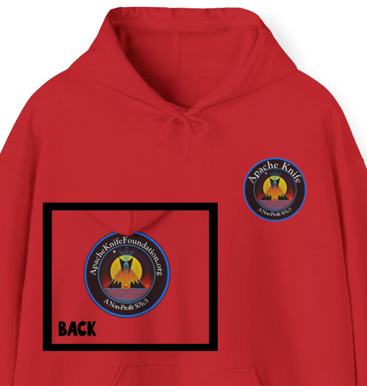 Apache Knife Foundation Hoodie (vorne/hinten) Non-Profit Native American (Sonderbestellung)