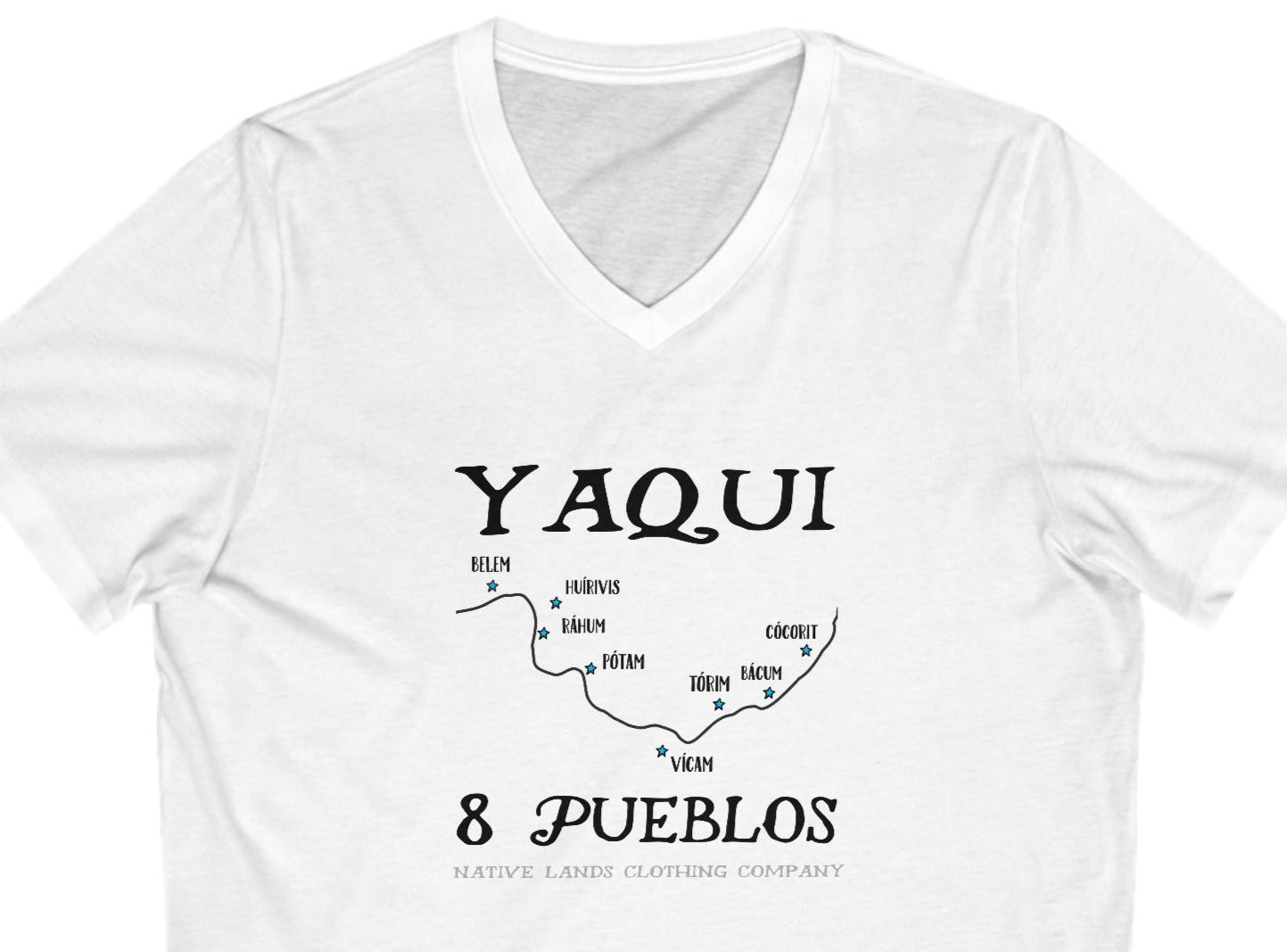 Yaqui Tribe V-Neck Shirt 8 Pueblos Cotton Native American
