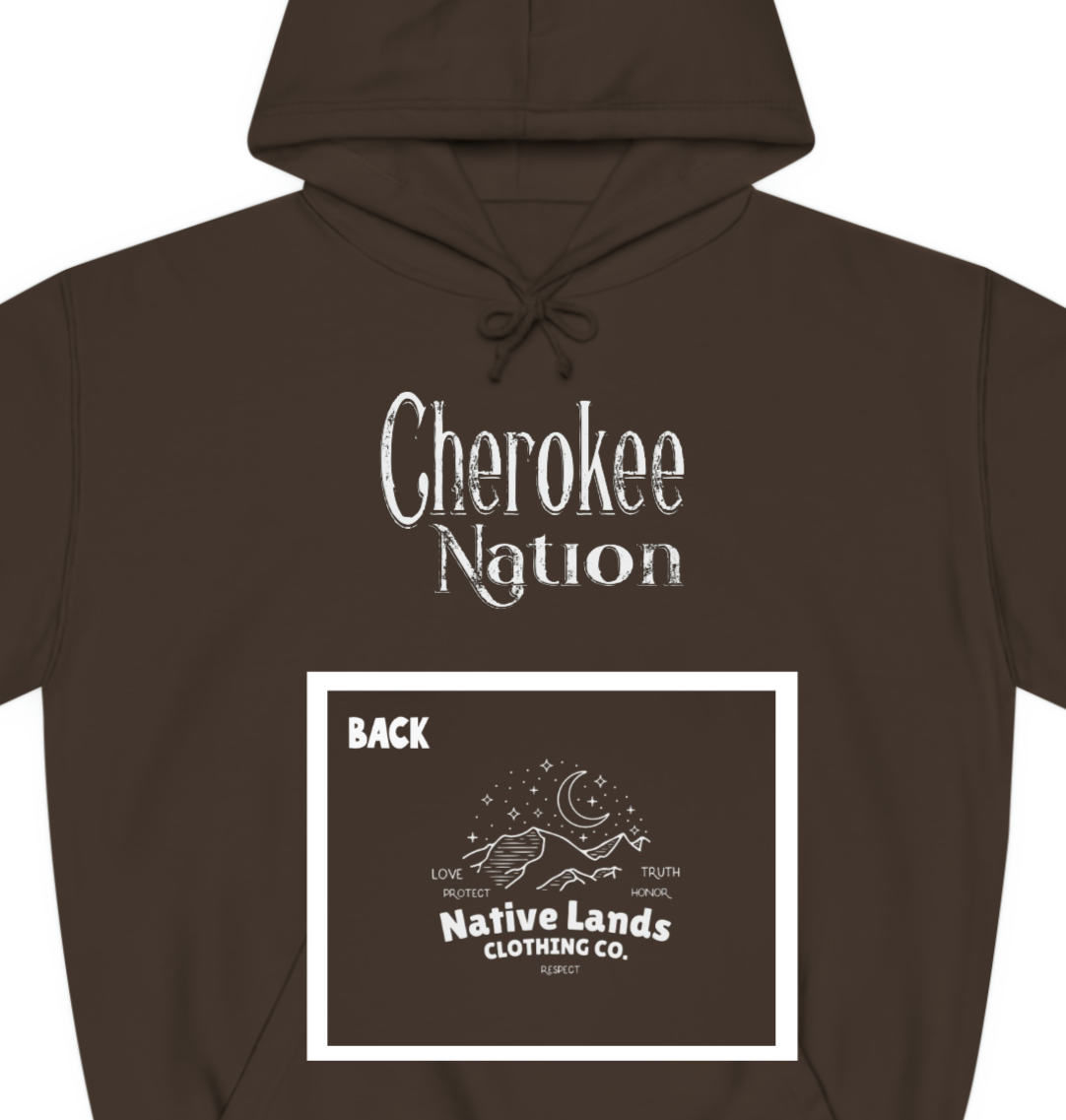 Sudadera con capucha Cherokee Nation College (delantero/trasero) PETA Nativo Americano