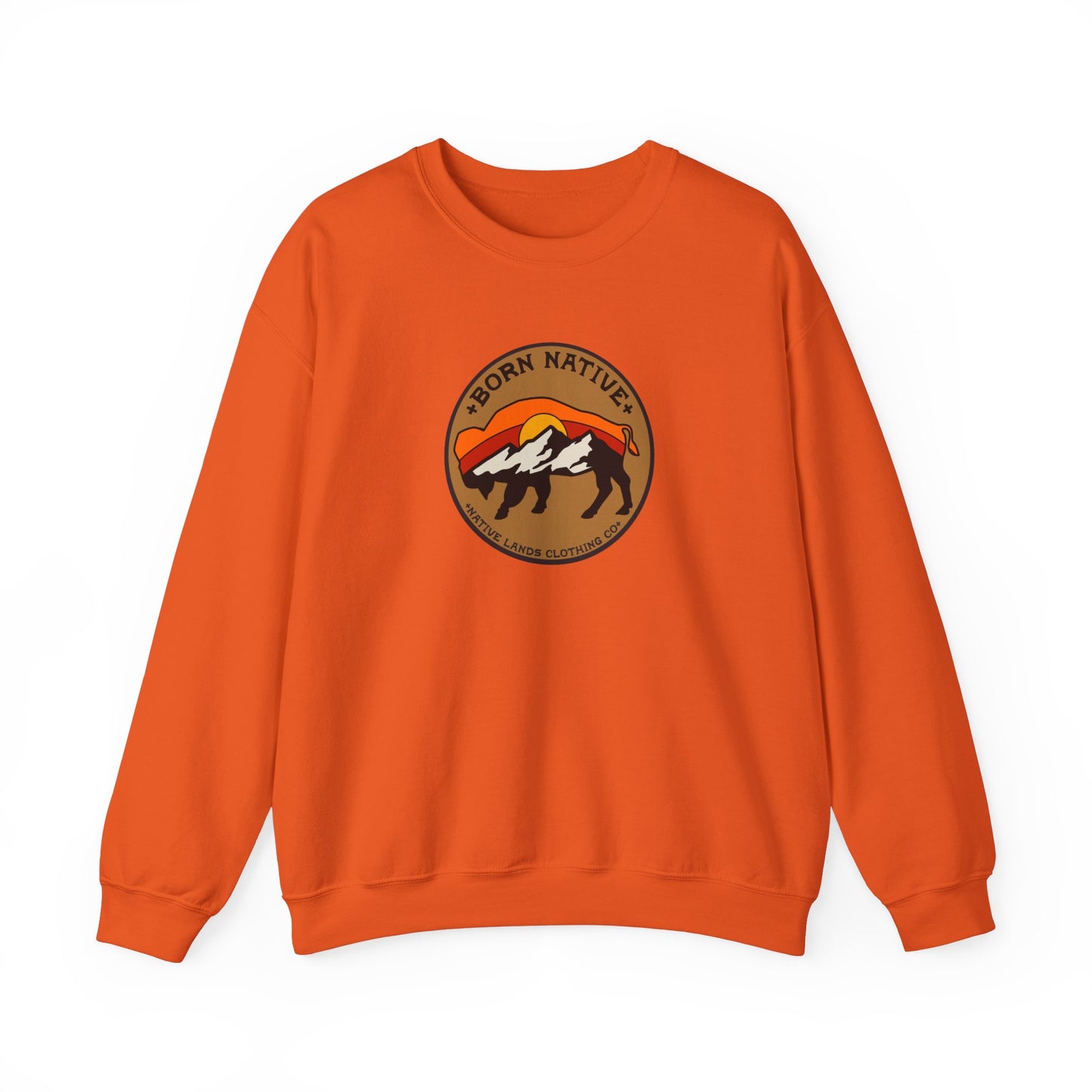 Sweatshirt Rugadh Dúchasach Bison Sun Cotton - Na Chéad Náisiúin, Bundúchasach Cheanada, Dúchasach, Meiriceánach Dúchasach