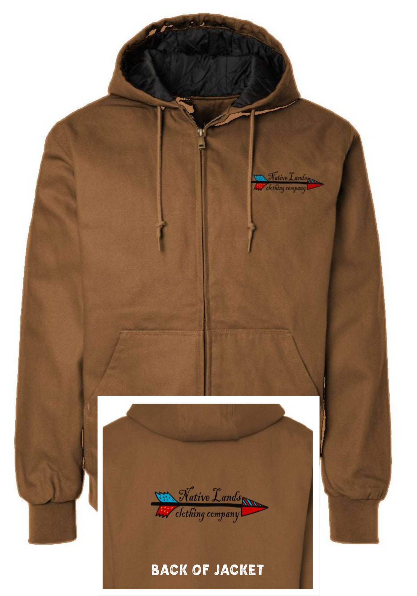 Native Arrow Canvas Workwear Jacket (front/back) Embroidered Native American