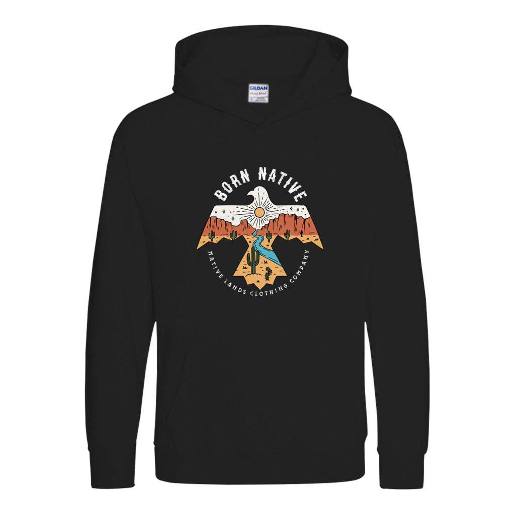 Youth Born Native Thunderbird Graphic Hoodie Native American $ 23 Hoodie Native Lands Clothing Company LLC
