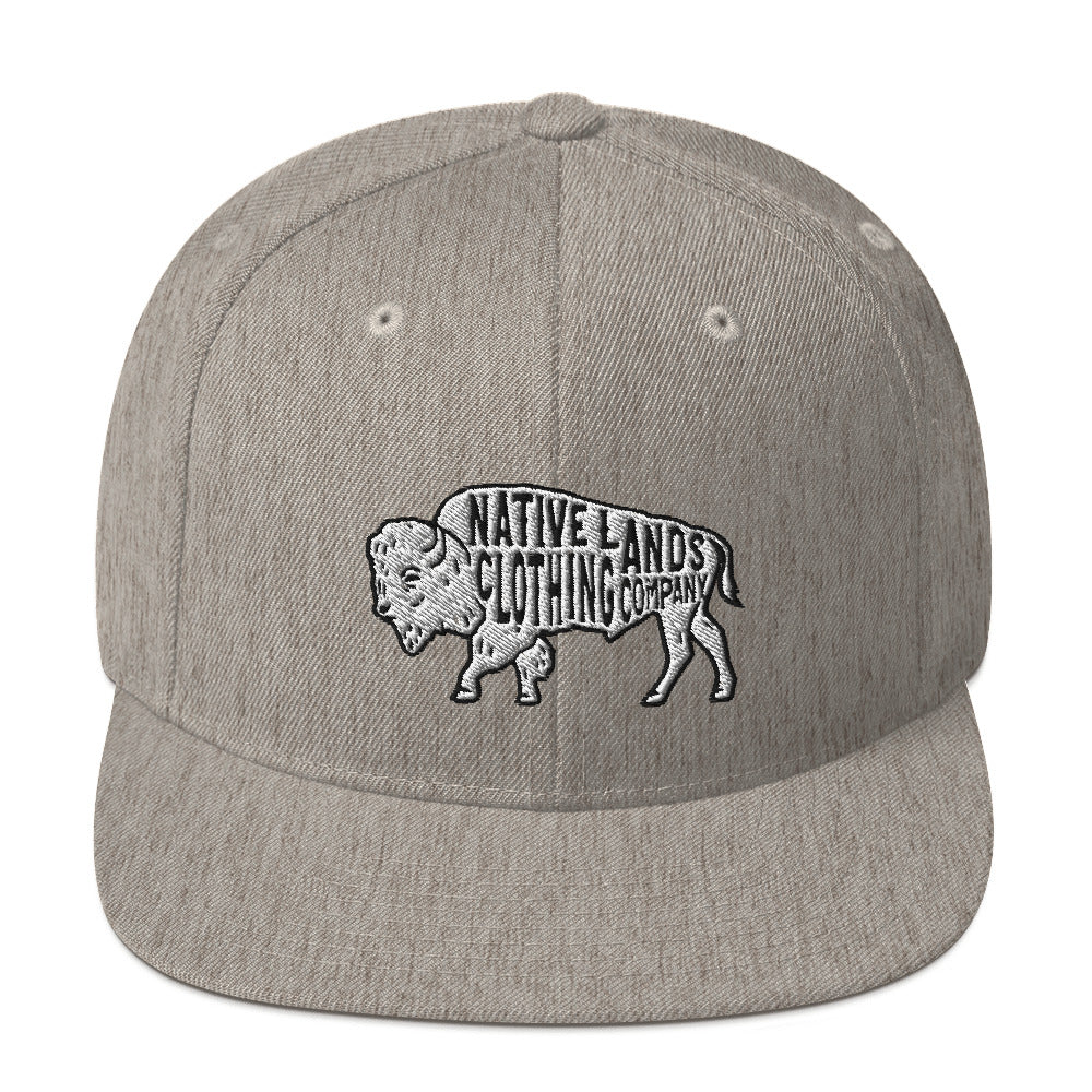 Bison Snapback Hat Embroidered Native American