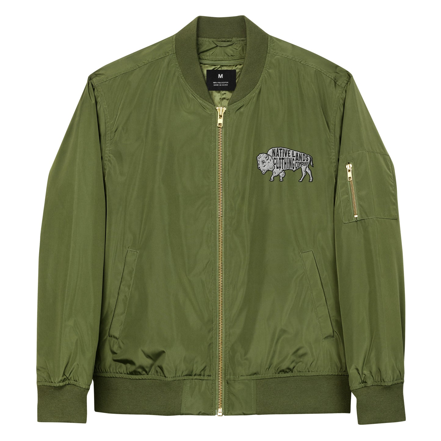 Bison Bomber Jacket Recycled Embroidered Native American