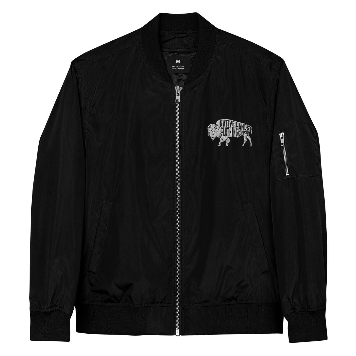 Bison Bomber Jacket Recycled Embroidered Native American