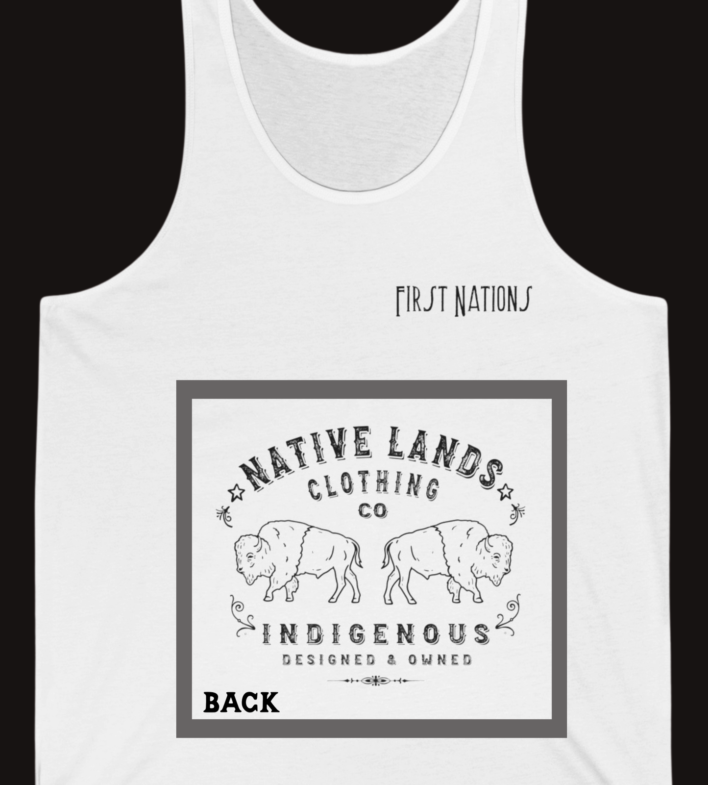 First Nations Bison Tank Top (front/back) Canadian Aboriginal Indigenous Native American