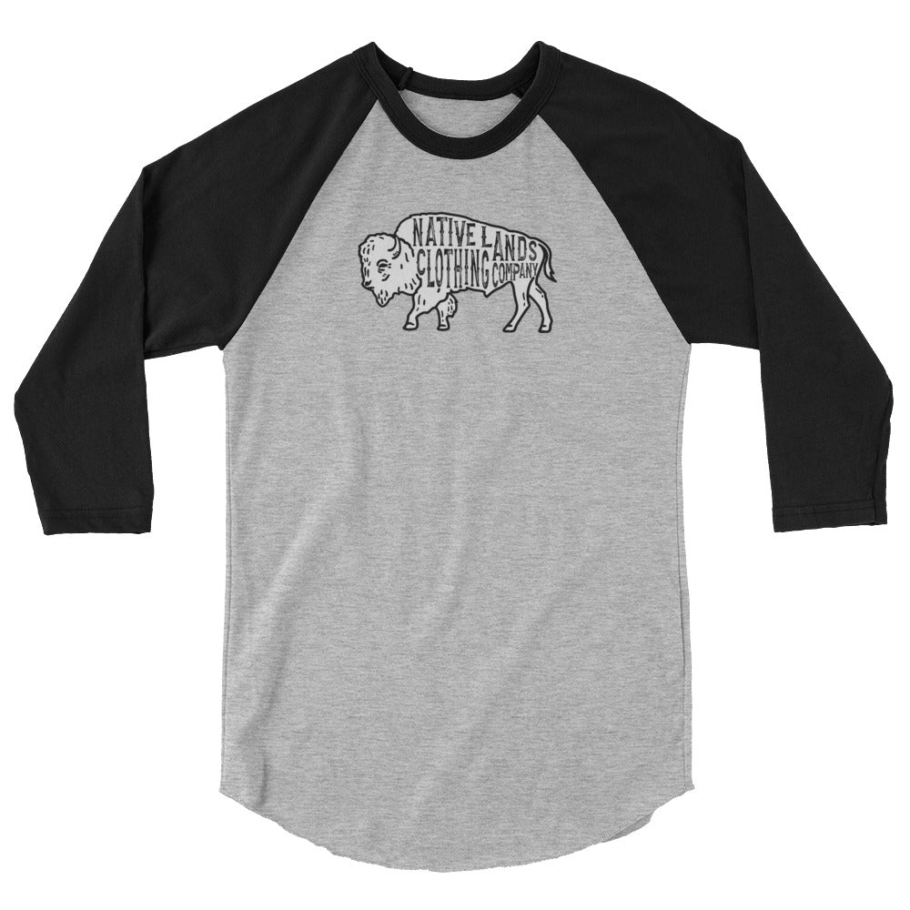 Bison Baseball Shirt 3/4 Sleeve Cotton First Nations, Canadian Aboriginal, Indigenous, Native American