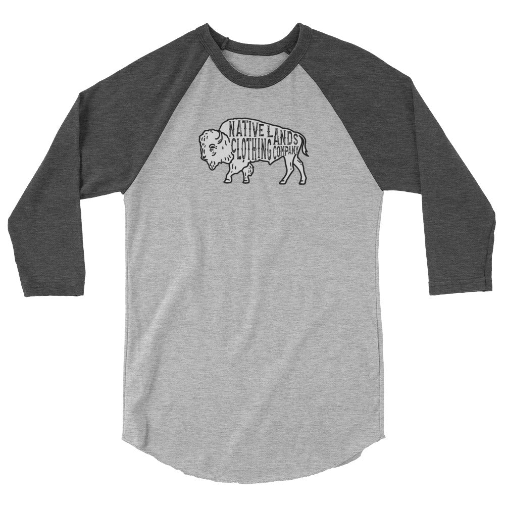 Bison Baseball Shirt 3/4 Sleeve Cotton First Nations, Canadian Aboriginal, Indigenous, Native American