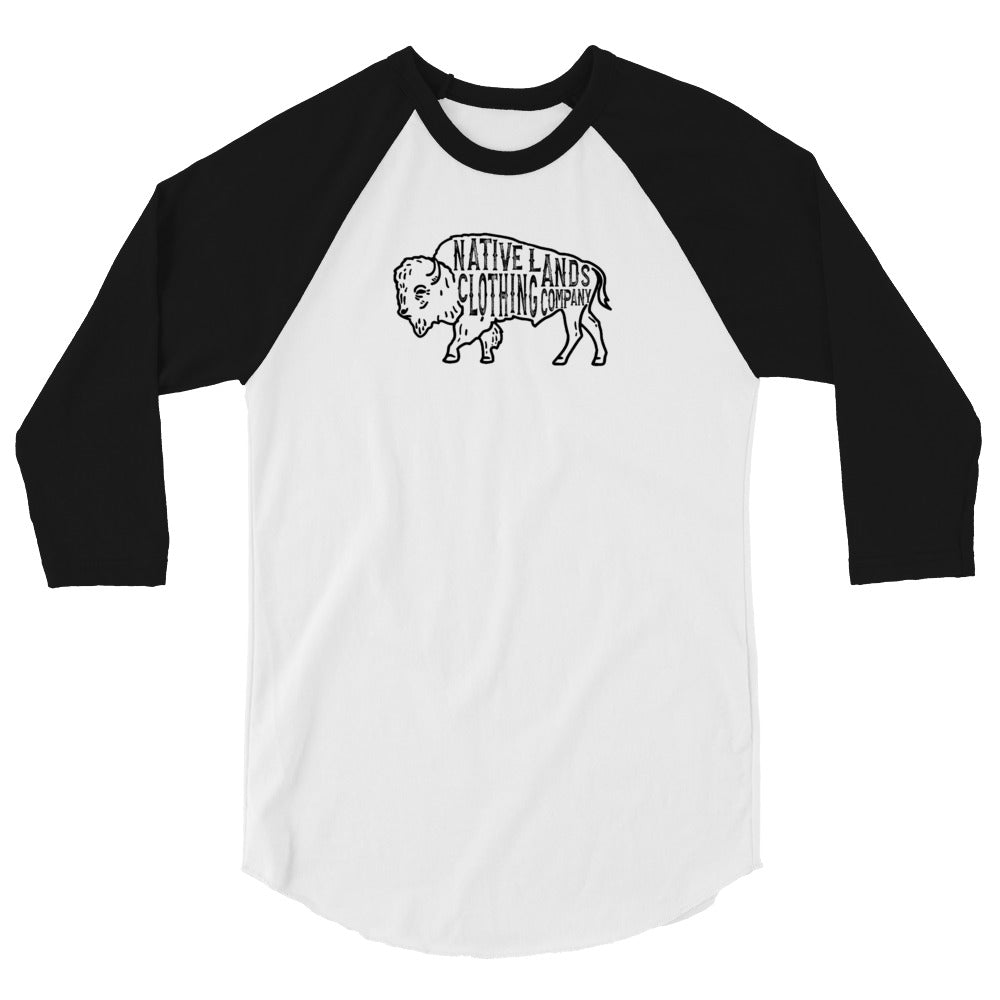 Bison Baseball Shirt 3/4 Sleeve Cotton First Nations, Canadian Aboriginal, Indigenous, Native American