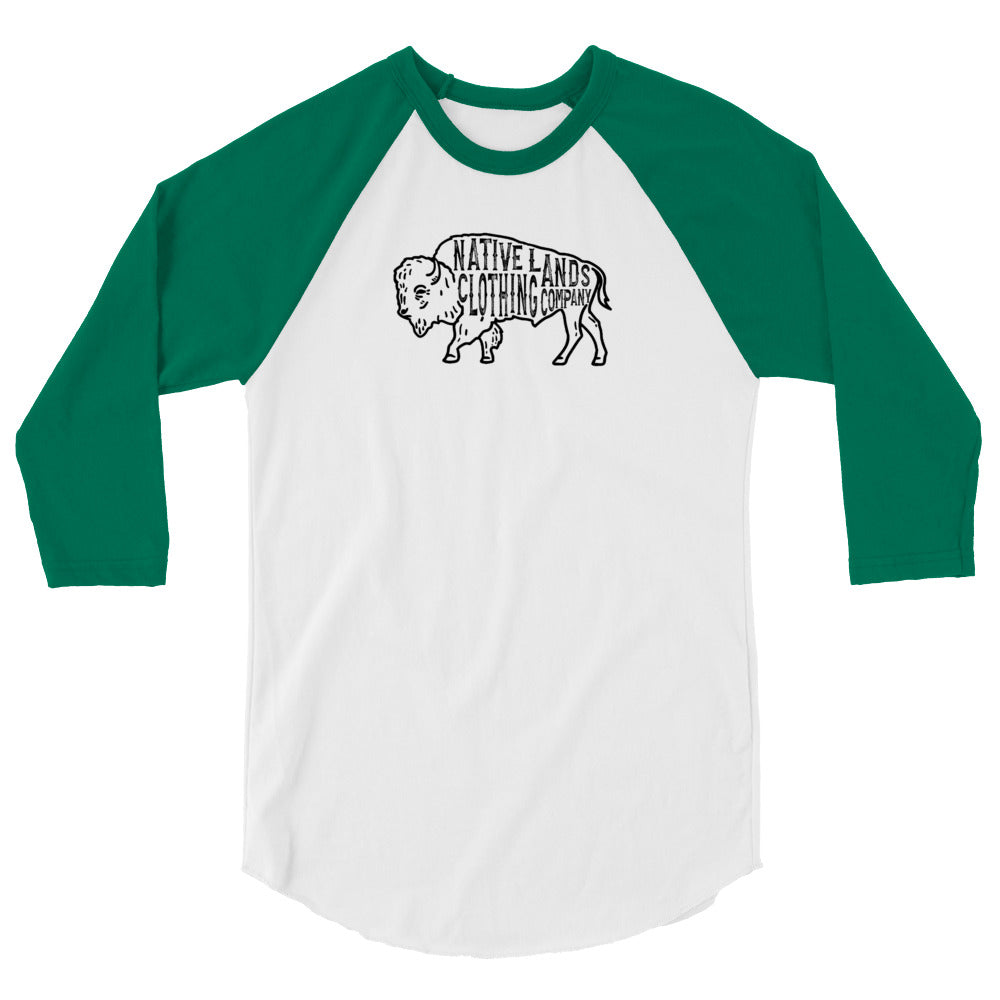 Bison Baseball Shirt 3/4 Ärmel Baumwolle First Nations, kanadische Aborigines, Indigene, Indianer